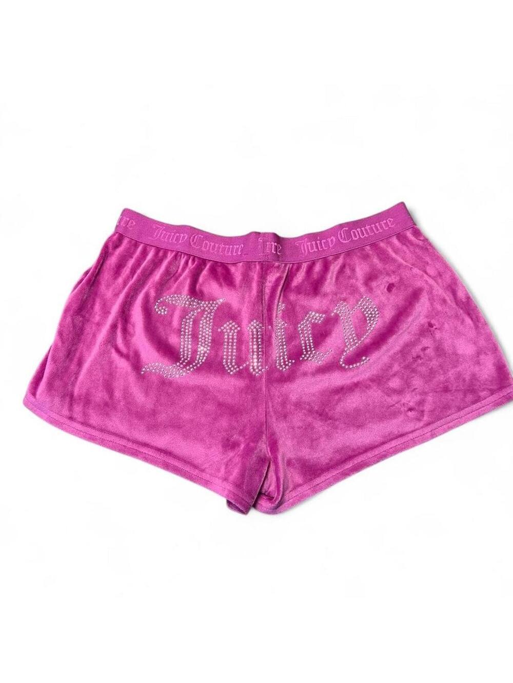 Juicy Couture Shorts Large Pink Velour Rhinestone Back Logo Sleepwear